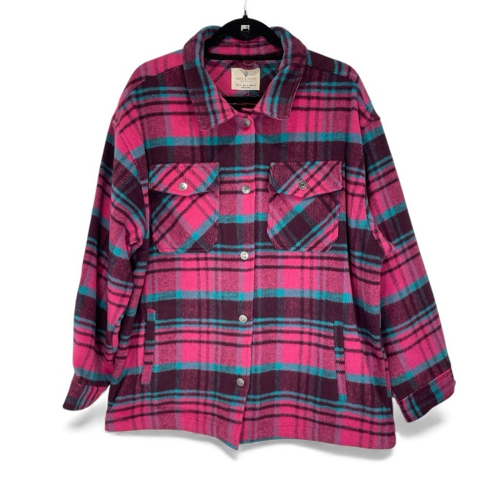 Jade & Ivory Pink and Black Plaid Jacket size L